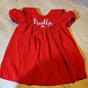 Charming Red Kids Dress with Embroidered Detail